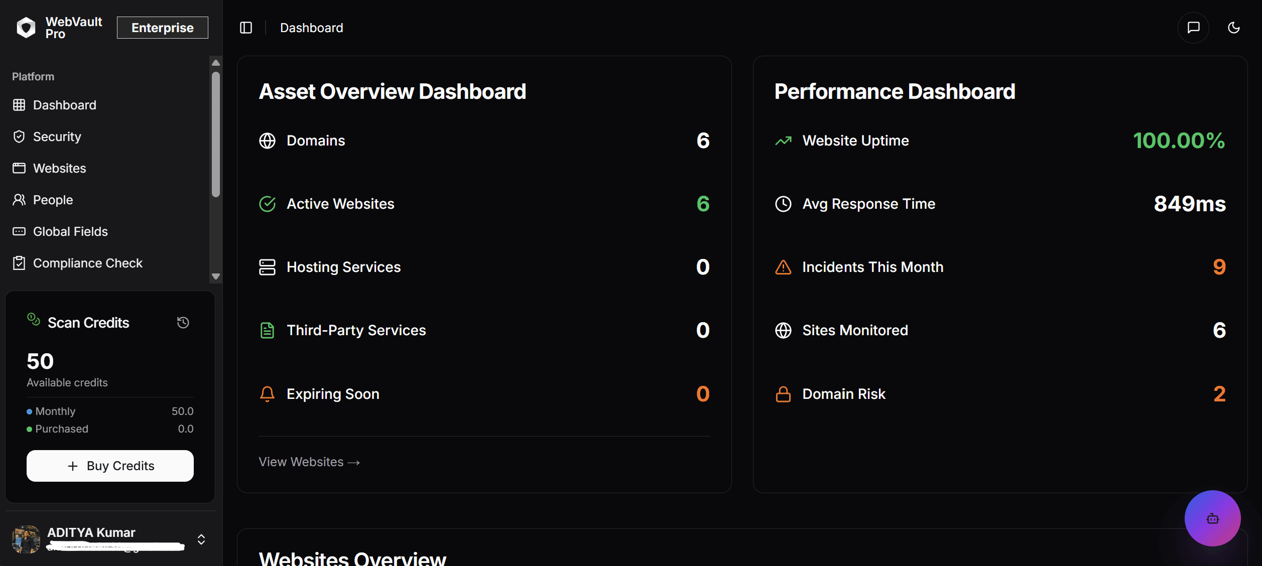 WebVault — Security Scanner Platform — project screenshot